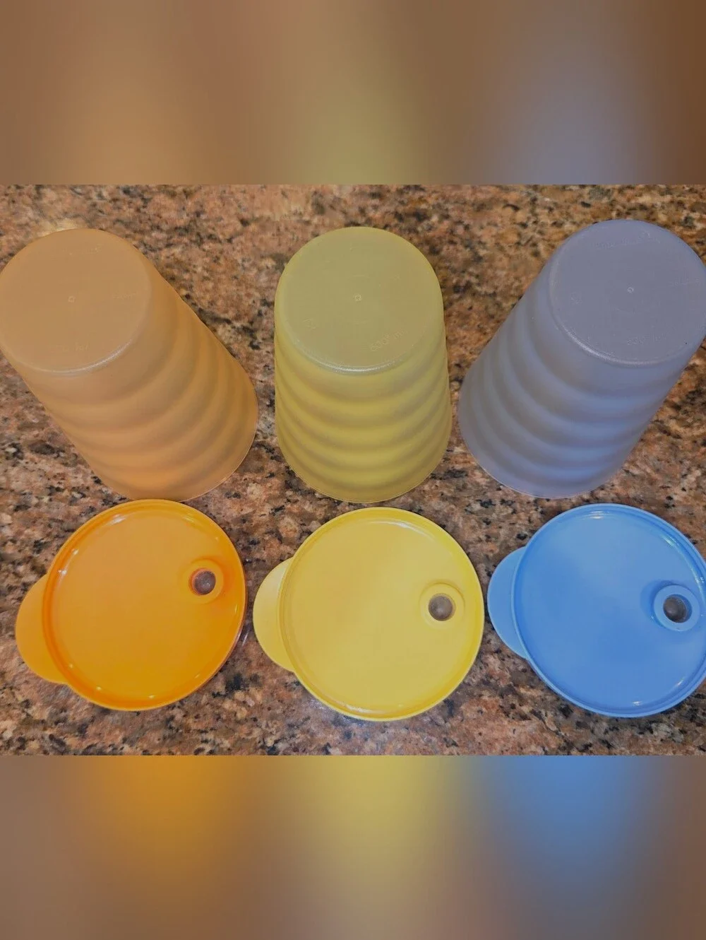 Tupperware Impressions 16 oz. Straw Lid Tumblers Drink Cups 3515 Stackable Euc